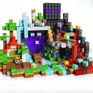 Набор магнитных блоков Minecraft 300 деталей K0027 фото