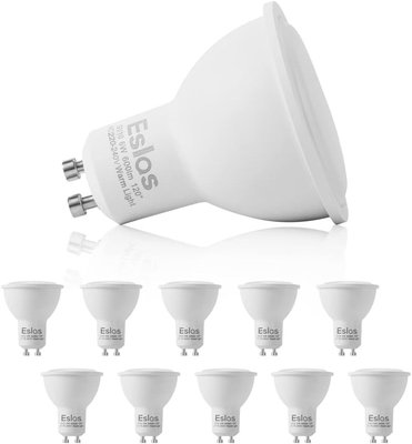 Світлодіодні лампи Eslas GU10 3000 К, 6 Вт 600 ЛМ, 10 шт, теплий білий  0559 фото