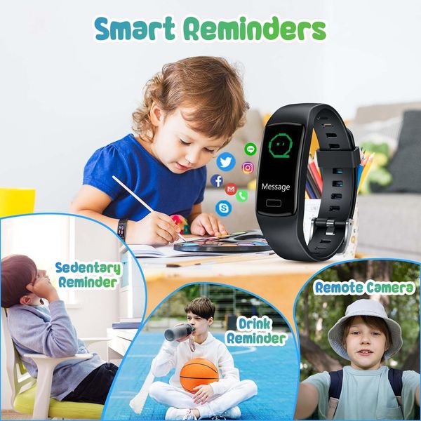Дитячий водонепроникний розумний годинник для Android, iOS, 11 спортивних режимів, чорний 1176 фото