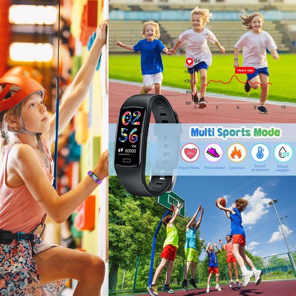 Детские водонепроницаемые умные часы для Android, iOS, 11 спортивных режимов, черный 1176 фото