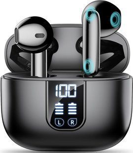 Бездротові навушники EXZHIG J11 Bluetooth 5.4 з ENC та LED-дисплеєм Black T3546 фото