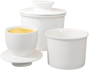 Керамічна маслянка HOLIBAN French Butter Crock з водяним затвором White T3246 фото
