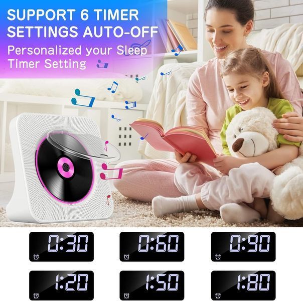 Портативний Bluetooth CD-програвач KOVCDVI з акумулятором USB/AUX/FM T0404 фото