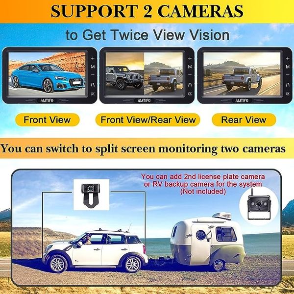 Комплект бездротової камери заднього огляду Full HD і 5" монітором AMTIFO для автомобіля 0132 фото