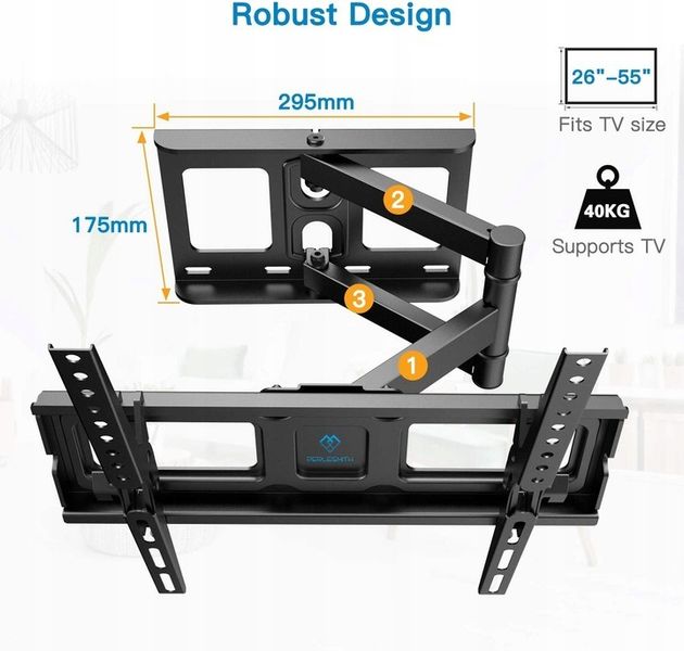 Настінний кронштейн для телевізора (монітора) до 40 кг Perlesmith PSMFK10 до 55" 0172 фото