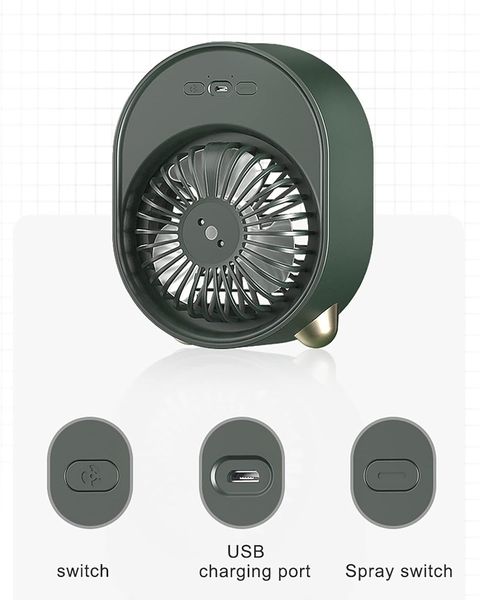 Мини-охладитель воздуха, портативный вентилятор, светодиодное освещение, 3 скорости 1187 фото