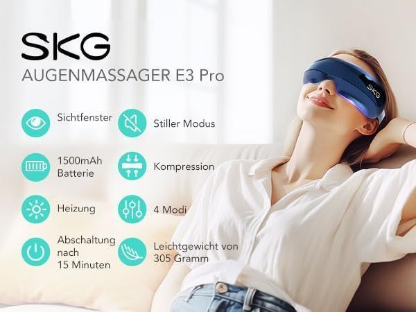 Массажер для глаз SKG E3 Pro с подогревом и Bluetooth M3824 фото