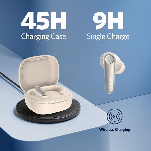 Бездротові навушники EarFun Air Pro 3 із Bluetooth 5.3, Qualcomm® aptX™, 6 мікрофонів, 45 годин, білий (TW500W) 0422 фото