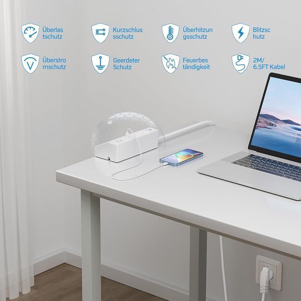 Настільний подовжувач з USB C PD 20 Вт 2 м STGAROT T1841 фото
