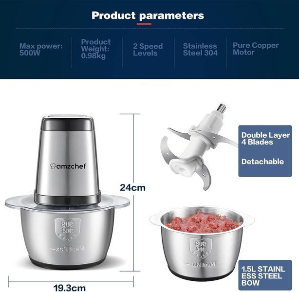 Многофункциональный кухонный измельчитель-мясорубка AMZCHEF &lrm;HC-1229 500 Вт T0406 фото