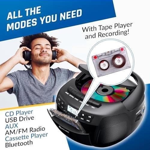 Магнитола CD Cassette Tape Player Bluetooth AM FM Radio M3825 фото