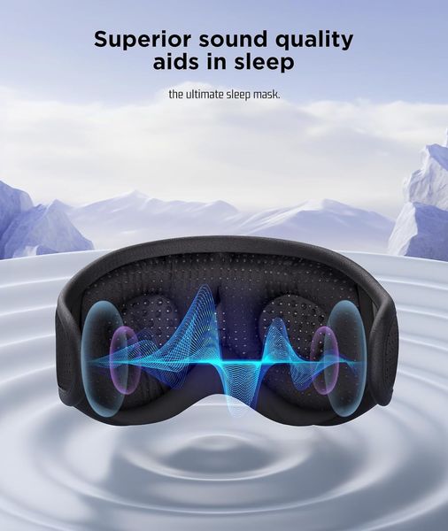 Маска для сну з навушниками Bluetooth 5.2 LC-dolida Sleep Eye Mask, чорний 1536 фото