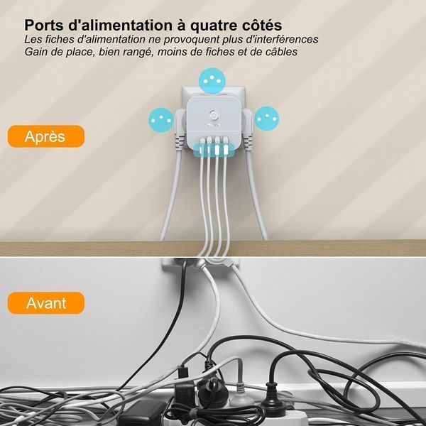 Розетка з USB C 20 Вт 7-в-1 VEFVE T2077 фото