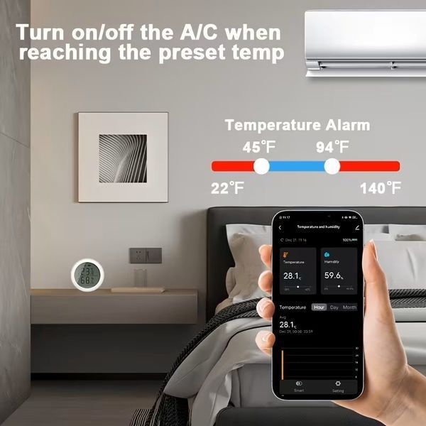 Цифровой Zigbee датчик температуры и влажности с LCD экраном для совместимости с экосистемой Tuya Smart Life T4019 фото