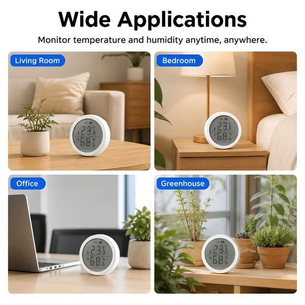 Цифровой Zigbee датчик температуры и влажности с LCD экраном для совместимости с экосистемой Tuya Smart Life T4019 фото