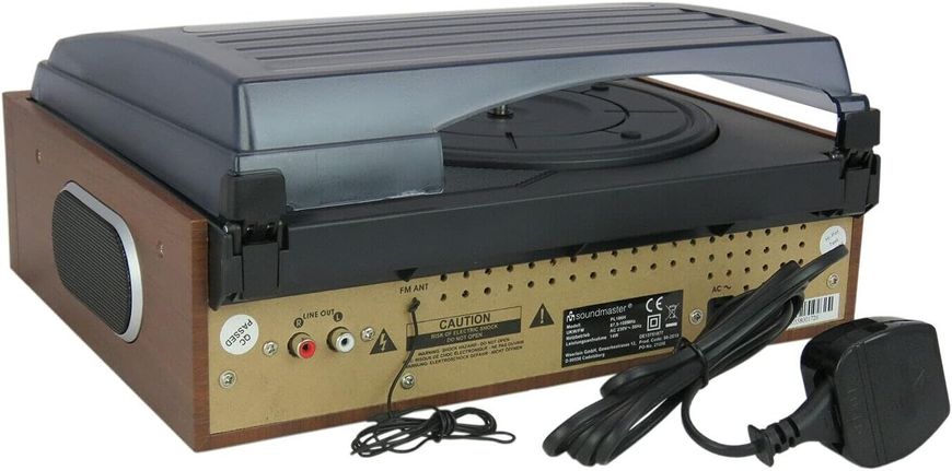 Виниловый проигрыватель с FM-радио Soundmaster PL196H в ретро-стиле со встроенными динамиками m003 фото
