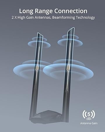 Підсилювач Wifi сигналу BrosTrend Wifi 6 1800 Мбіт/с з двома антенами, чорний 0049 фото