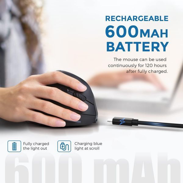 Бездротова ергономічна вертикальна миша ECHTPower F35 2.4GHz (2400 DPI) Black T3054 фото