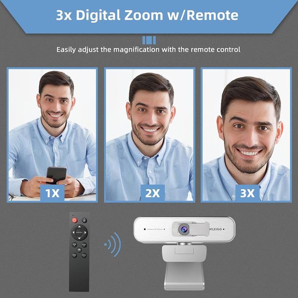 Веб-камера для конференций NexiGo Zoom N940P 2K, 1080P, 60FPS, 3-х увеличение, двойной микрофон 0337 фото