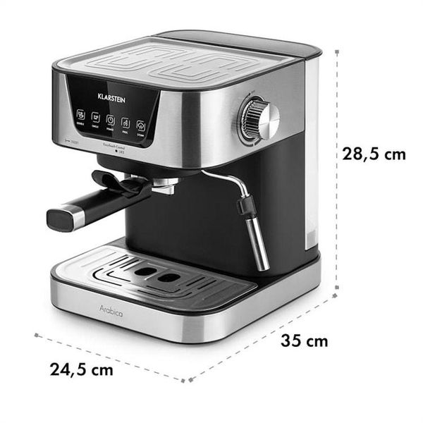 Кавомашина Klarstein Arabica 1050 Вт, 15 бар, 1,5 л чорний/сріблястий (10033729) 10033729 фото