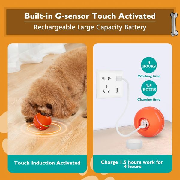 Іграшка м’яч для собак з активацією руху з USB зарядкою 1440 фото