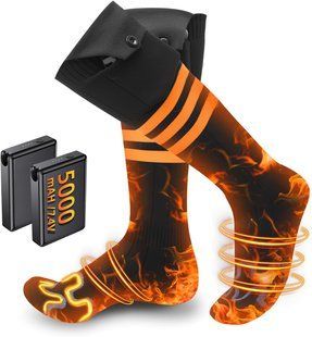 Акумуляторні шкарпетки з підігрівом LQIKARL 7.4V 5000mAh Orange Stripes (Розмір L) T3630 фото