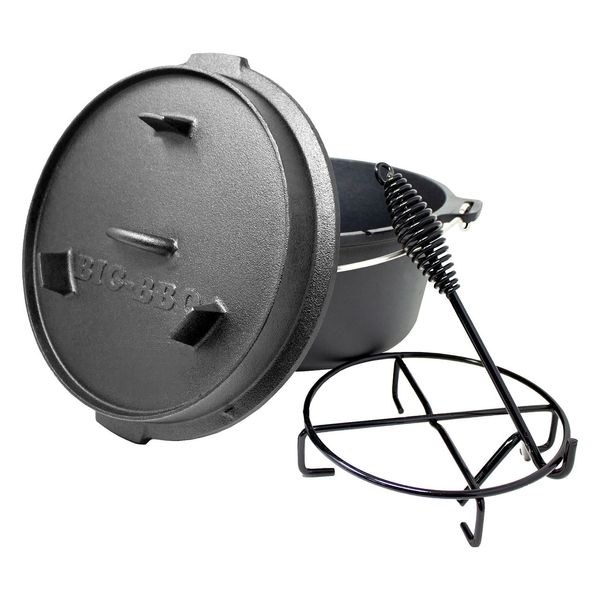 Чавунна каструля для барбекю Klarstein Guernsey Premium Dutch Oven 6.0, розмір М/6 кварт, 5,6 л чорна (10038638) 10038638 фото