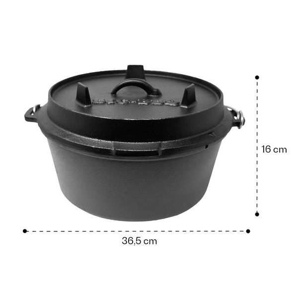 Чавунна каструля для барбекю Klarstein Guernsey Premium Dutch Oven 6.0, розмір М/6 кварт, 5,6 л чорна (10038638) 10038638 фото