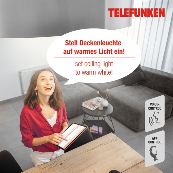 Світильник Telefunken LED вбудований, Smart Wifi RGB, Ø12см білий 0479 фото