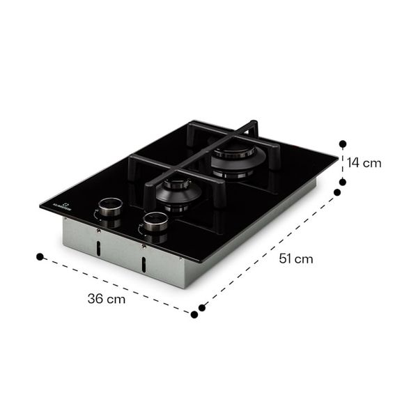 Газовая варочная поверхность для кухни на 2 конфорки Klarstein Illuminosa Domino, черный (10039896) 10039896 фото