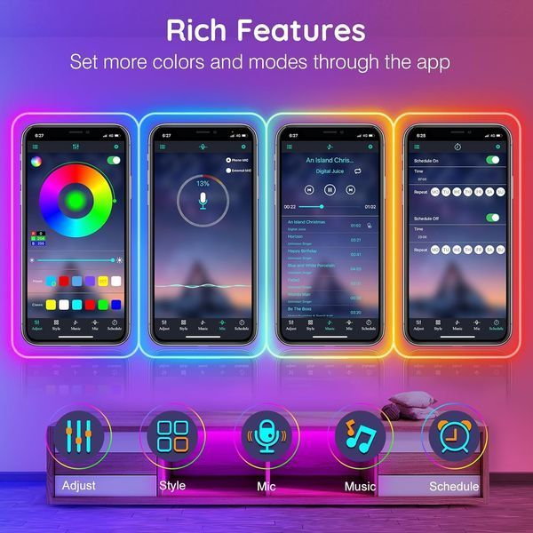 Неоновая светодиодная лента AILBTON RGB 18м Bluetooth M2857 фото