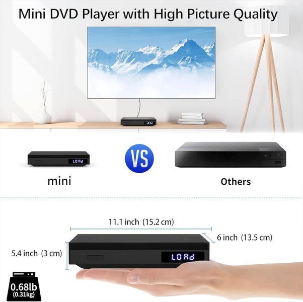 Компактний DVD-плеєр з підтримкою 1080p та HDMI для телевізора M3828 фото