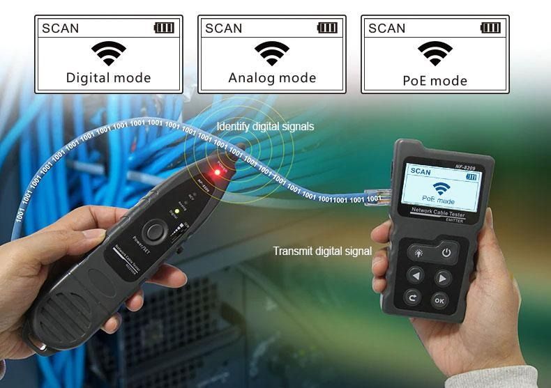 Noyafa NF8209 кабельний тестер, PoE тестер, Wiremap, трасошукач, довжина кабеля 0177 фото