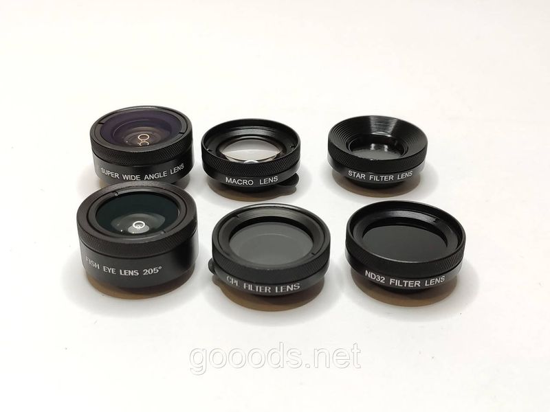 Набір з 6 лінз об'єктивів для камери смартфона APEXEL APL-DG6 0684 фото
