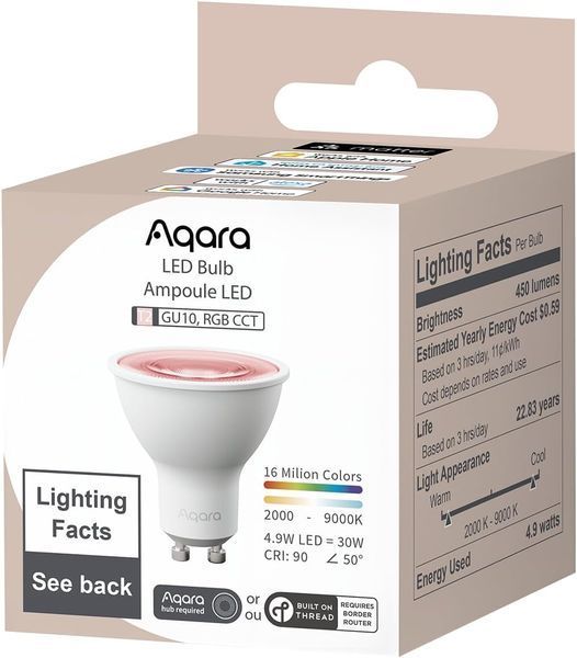 Умная светодиодная лампа T2 GU10 RGB Aqara Thread/Zigbee T2409 фото