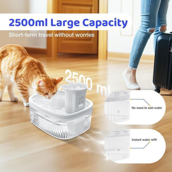 Фонтан для пиття для котів бездротовий 2,5 л CAWJUG T1896 фото