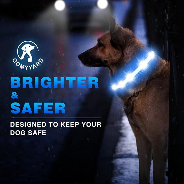 Світлодіодний нашийник для собак M (40-50см) з Li-On батареєю, синій 0685 фото