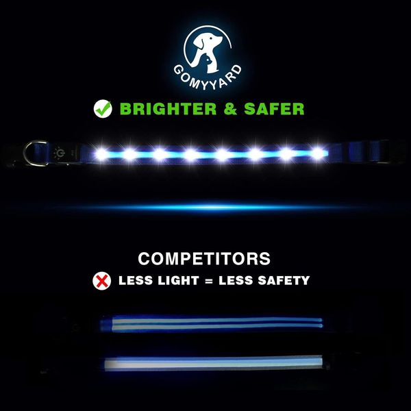 Світлодіодний нашийник для собак M (40-50см) з Li-On батареєю, синій 0685 фото