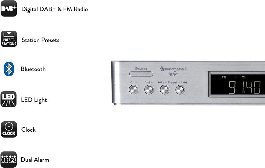 Кухонне підвісне радіо з Bluetooth Soundmaster UR2045SI DAB+ і FM RDS (наявні невеликі подряпини) m007 фото