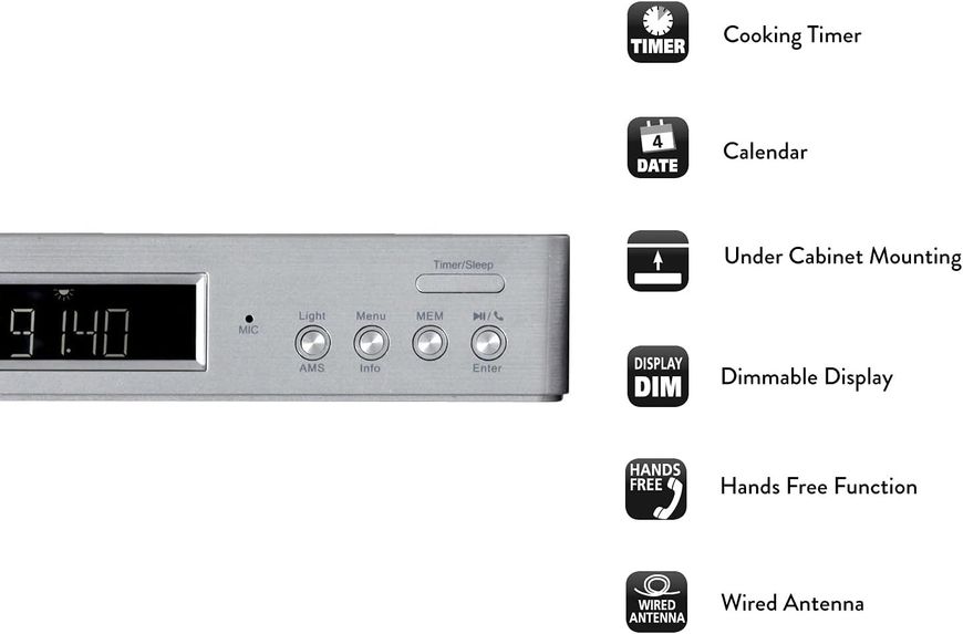 Кухонне підвісне радіо з Bluetooth Soundmaster UR2045SI DAB+ і FM RDS (наявні невеликі подряпини) m007 фото