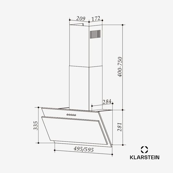 Кухонна витяжка Klarstein Alessia 60, 247 м³ 40 Вт, чорний (10045309) 10045309 фото