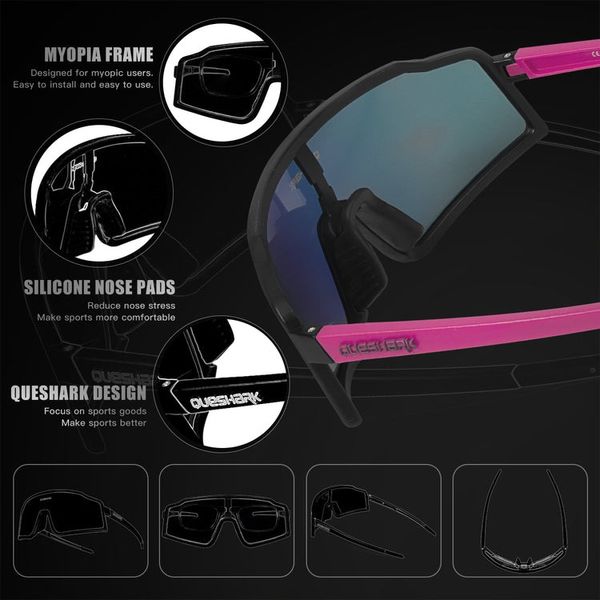 Спортивные очки QE54, велосипедные очки поляризационные, розовые 0977 фото