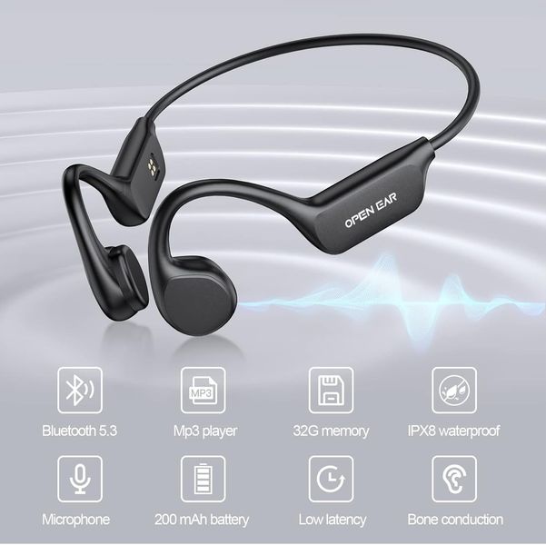 Водонепроникні Bluetooth навушники Relxhome Bone Conduction, 32 ГБ, 10 год відтворення 1193 фото