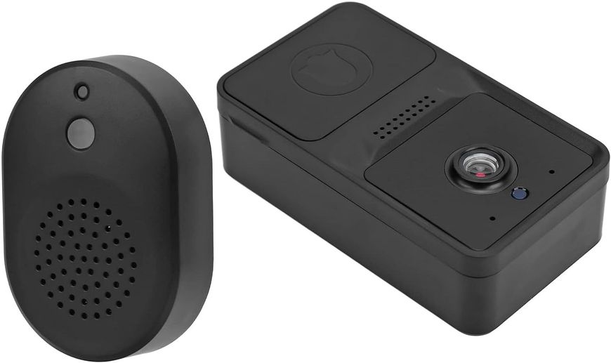 Відеодомофон, бездротовий дверний дзвінок з камерою Cyrank, нічне бачення, 120°, WiFi чорний 0432 фото