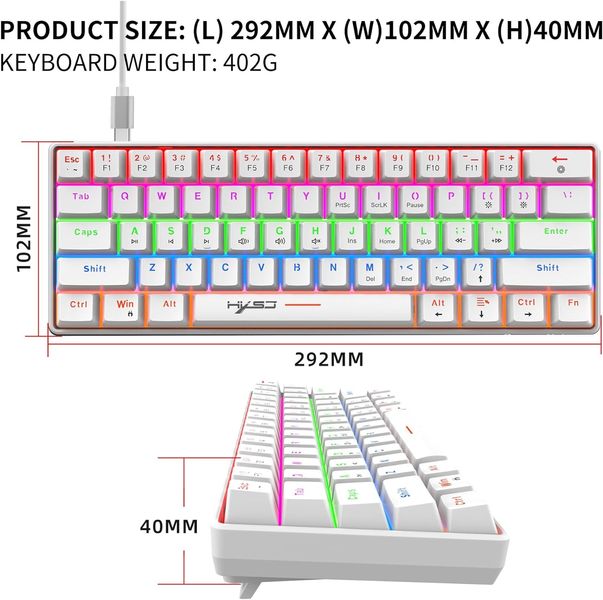 Компактная проволочная механическая клавиатура Snpurdiri с подсветкой RGB, 61 клавиша 1515 фото