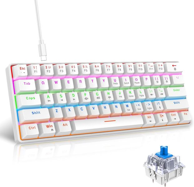 Компактна дротова механічна ігрова клавіатура Snpurdiri з підсвічуванням RGB, 61 клавіша 1515 фото