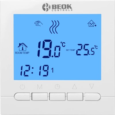 Программируемый термостат для газового котла Beok BOT-313 WiFi, сенсорный дисплей, белый 0466 фото