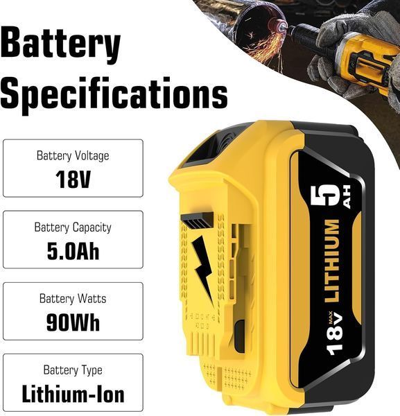 Комплект акумуляторних батарей для Dewalt DCB184/DCB182/DCB181/DCB180/DCB201/DCB200/DCB204 T2257 фото