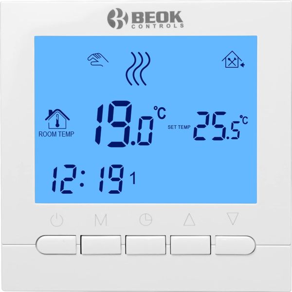 Програмований термостат для газового котла Beok BOT-313 WiFi, сенсорний дисплей, білий 0466 фото