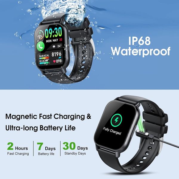 Смарт-часы WeurGhy HD, водонепроницаемый, 112 спортивных режимов, черный 1077 фото